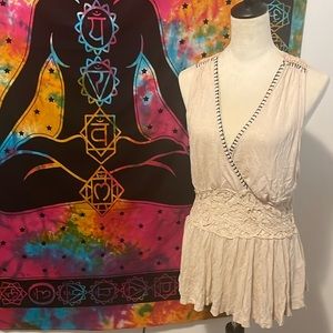 Free People Megan Lace Inset Peplum Top